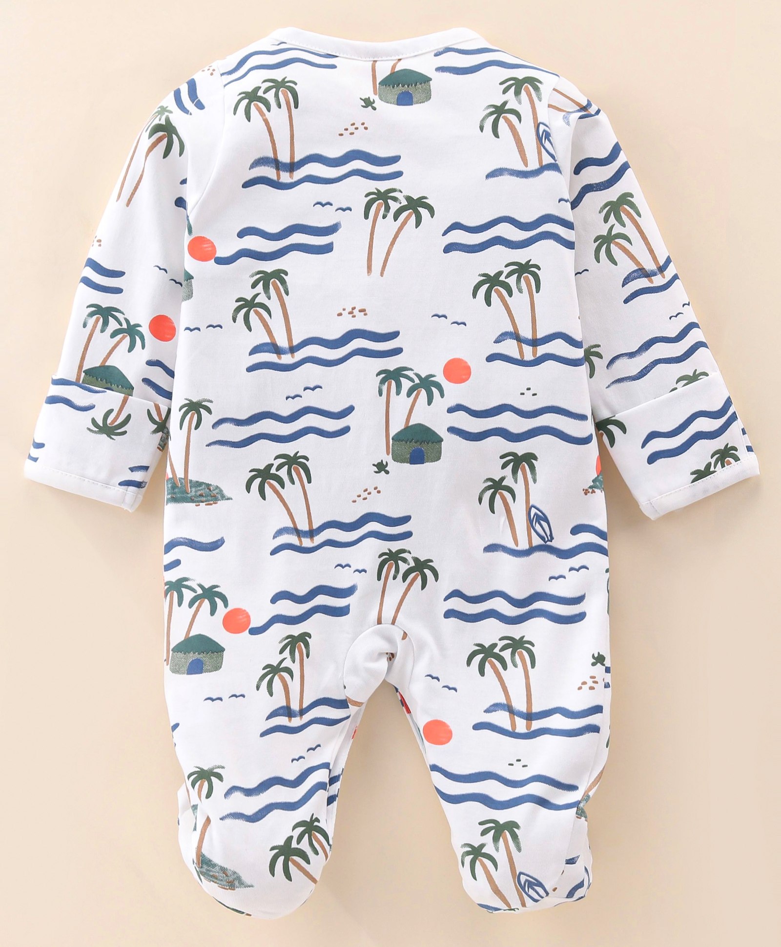 Full Sleeves Sleepsuit With Beach Theme Print