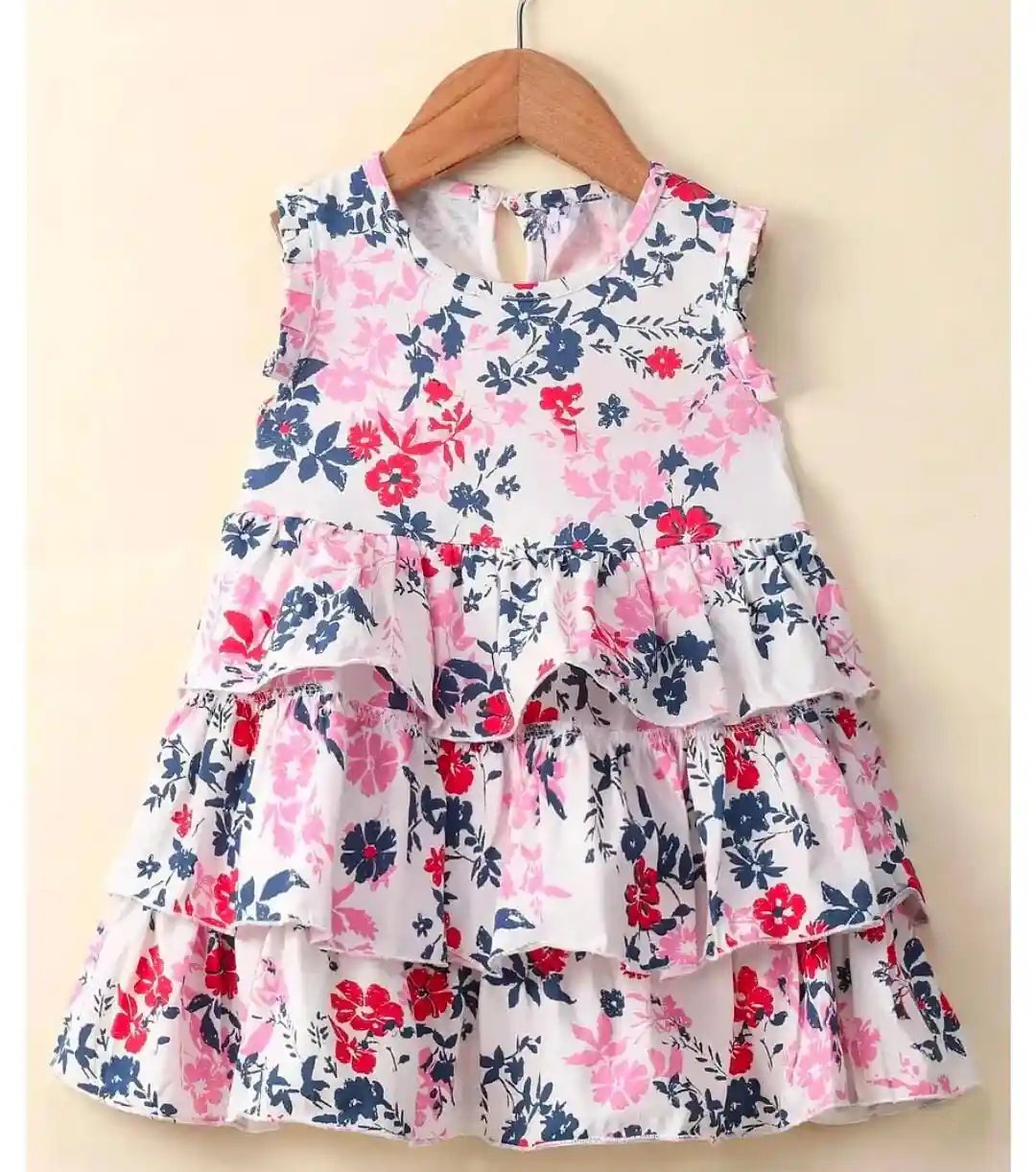 Sleeveless Layered Frock Floral Print