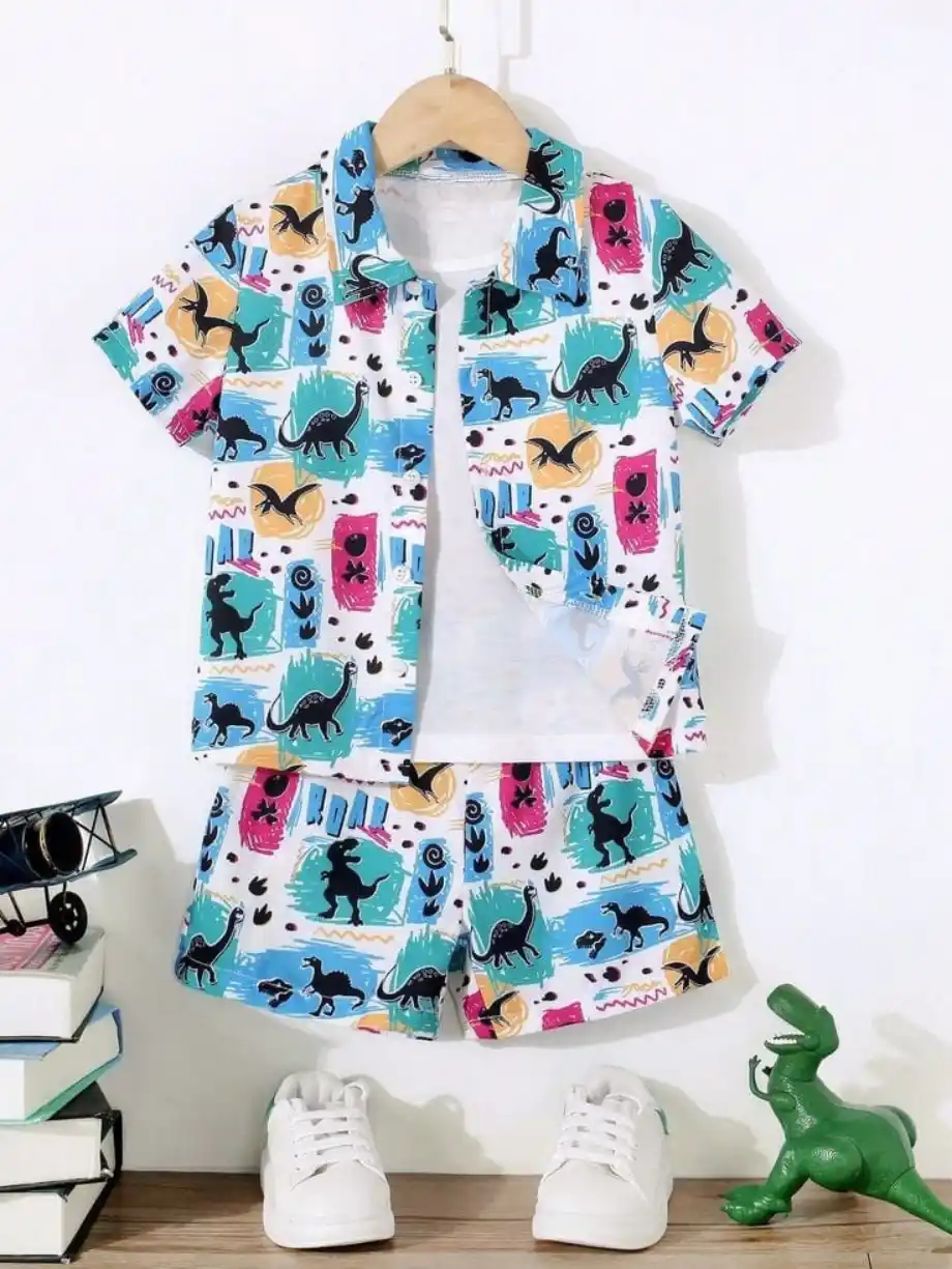 Front Open dragon printed baba suit